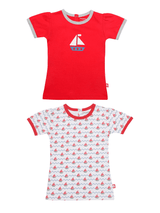 Nino Bambino 100% Pure Organic Cotton Round Neck Short Sleeve T-Shirts for Baby Girl Pack of Two