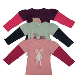 Nino Bambino 100% Organic Cotton Multi-Color Assorted Pack of 2 T-Shirt For Baby Girls