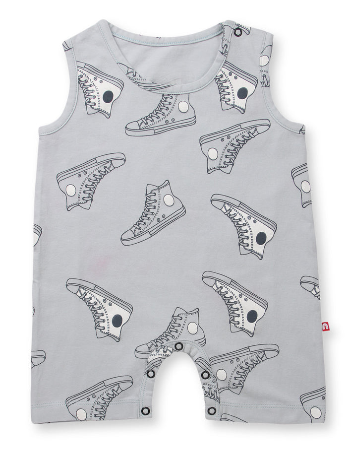 Nino Bambino 100% Organic Cotton Sleeveless Shoes Print Romper For Baby Boy