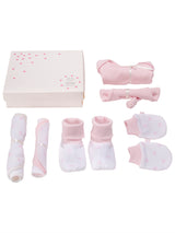 Nino Bambino 100% Organic Cotton White & Pink Print Essentials Gift Sets Pack Of 6 For Newborn Baby Girls