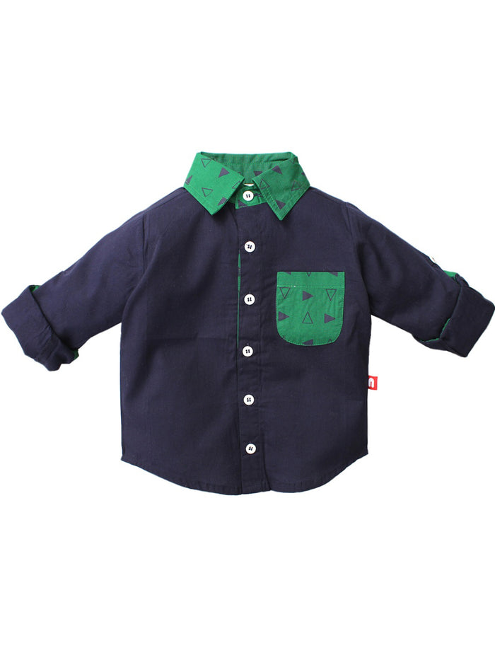 Nino Bambino 100% Organic Cotton Full Sleeve Navy Blue Shirt For Baby Boy