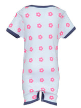 Nino Bambino 100% Organic Cotton Short Sleeve Ice Cream Applic Floral Print Half Romper For Baby Girls