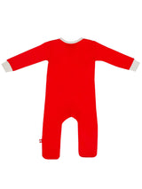 Nino Bambino 100% Organic Cotton Full Sleeve Red Footie Zipper Full Romper For Unisex Baby