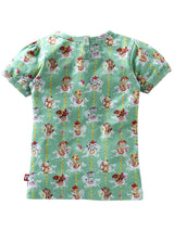 Nino Bambino 100% Cotton Round Neck Printed Green T-Shirt for Baby Girl's