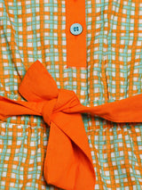 Nino Bambino 100% Organic Cotton Sleeveless Checked Jumpsuit Dress for Baby Girl