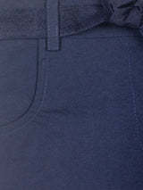 Nino Bambino 100% Organic Cotton Navy Blue Shorts With Belt For Baby & Kid Girls
