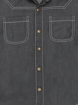 Nino Bambino 100% Organic Cotton Half Sleeve Black Denim Shirt For Baby Boy