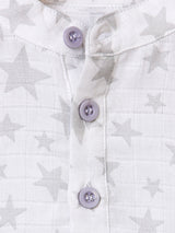 Nino Bambino 100% Organic Cotton Full Sleeve Star Print Kurta & Pajama Set For Baby Boy