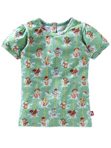 Nino Bambino 100% Cotton Round Neck Printed Green T-Shirt for Baby Girl's