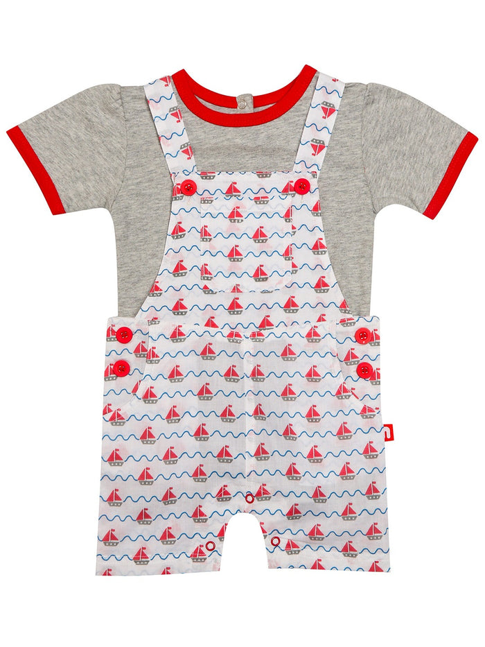 Nino Bambino 100% Organic Cotton Dungaree With T-shirt Set For Baby Girls