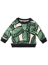 Nino Bambino 100% Organic Cotton Full Sleeve Round Neck Leaf Print Sweatshirt For Baby Girls