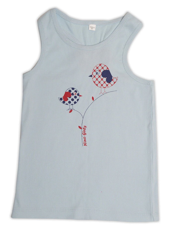 Nino Bambino 100% Organic Cotton Sky Blue Tank Top/Vest For Girls