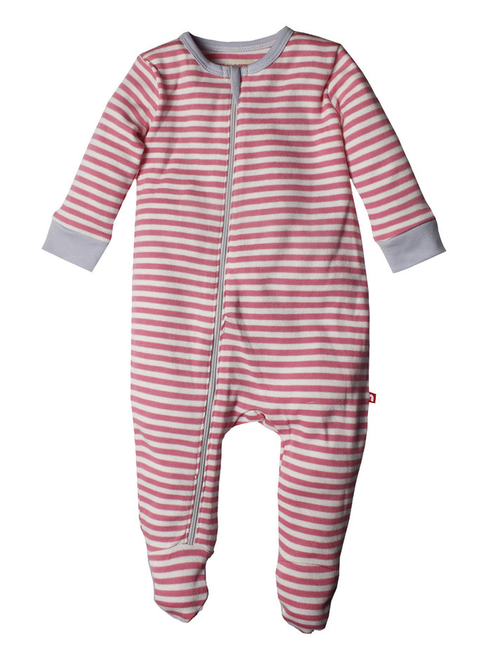 Nino Bambino 100% Organic Cotton Multi-Color Full Sleeve Round Nack Striped Footed Zipper FullRomper For Unisex Baby