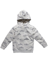 Nino Bambino 100% Organic Cotton Long Sleeve Shark Print Grey Hoodie For Unisex Kids