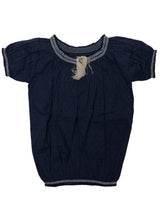 Nino Bambino 100% Organic Cotton Round Nack Half Sleeve Dark Grayish Navy Color Top For Baby Girls