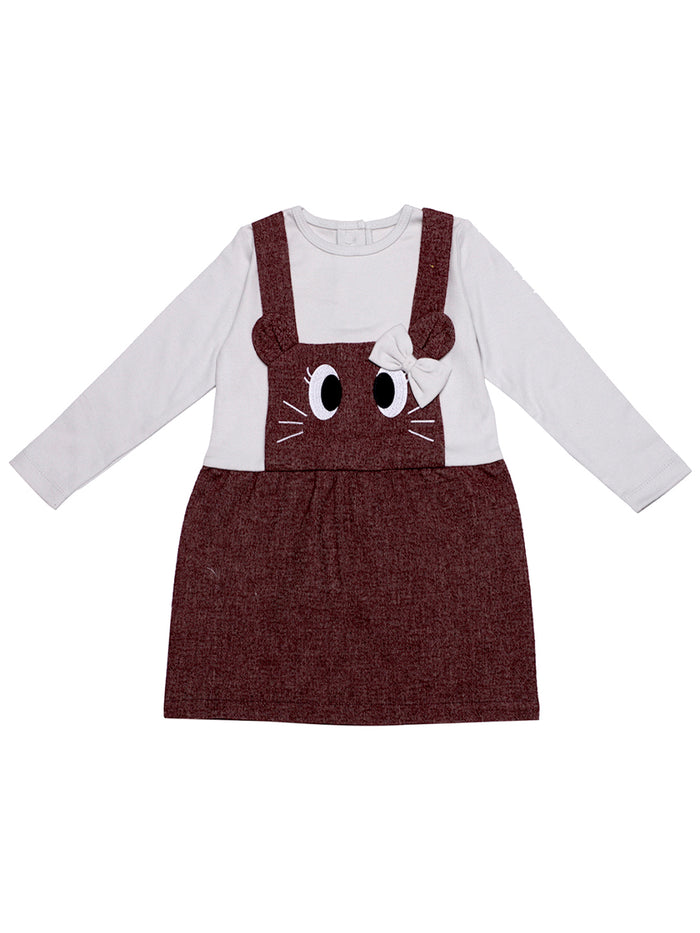 Nino Bambino 100% Organic Cotton Dungaree With Attached T-Shirt For Baby Girls