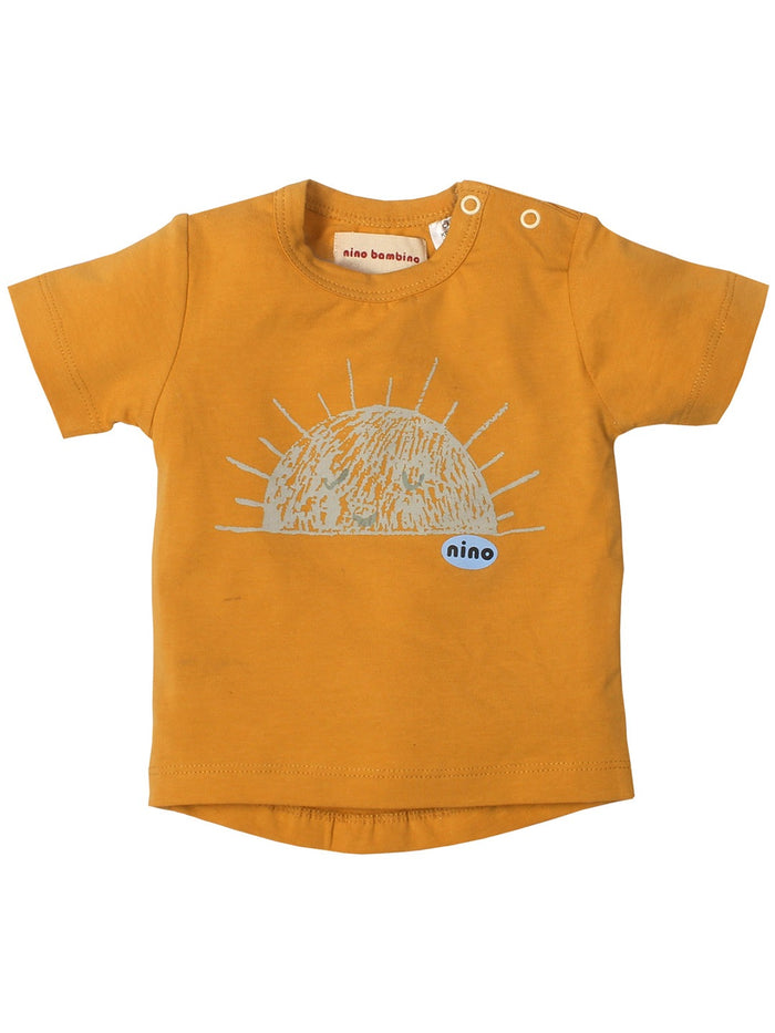 Nino Bambino 100% Organic Cotton Short Sleeve Mustard Color T-Shirt For Baby Boy