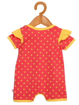 Nino Bambino 100% Organic Cotton Printed Red Short Sleeve Half Romper For Baby Girls