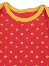 Nino Bambino 100% Organic Cotton Printed Red Short Sleeve Half Romper For Baby Girls