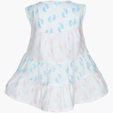 Nino Bambino 100% Organic Cotton Sleeveless Round Nack Multi-Color Frock Dress For Baby Girls