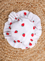 Nino Bambino 100% Organic Cotton Sleeveless Strawberry Print Strap Jumpsuit Dress With Hat For Baby Girls