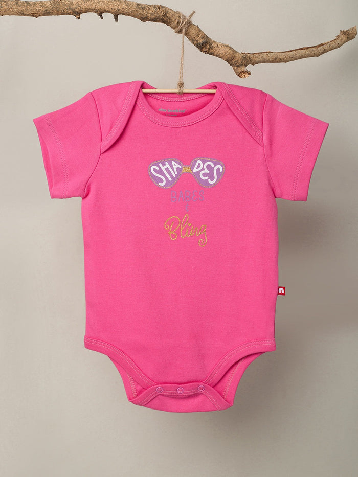 Nino Bambino 100% Organic Cotton Slogan Print Short Sleeve Bodysuits For Baby Girl.