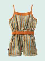 Nino Bambino 100% Organic Cotton Sleeveless Checked Jumpsuit Dress for Baby Girl