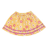Nino Bambino 100% Pure Organic Cotton Knee Length Floral Print Yellow Skirt For Girls