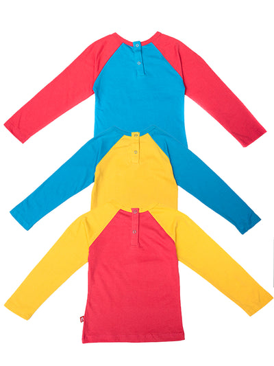 Nino Bambino 100% Organic Cotton Round Neck Full Sleeve T-Shirt Pack of 3 For Baby Girls