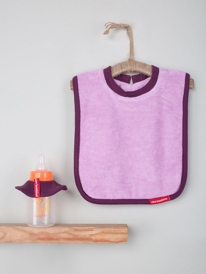 Nino Bambino 100% Organic Cotton Pink Color Infant/Baby Bib With Bottle Drip.