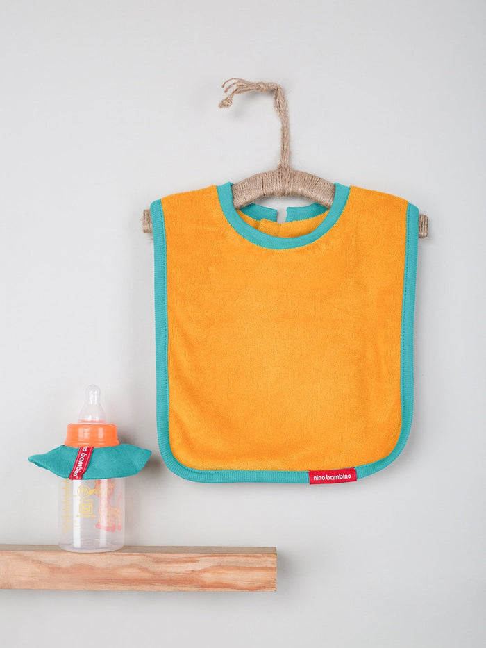 Nino Bambino 100% Organic Cotton Yellow Color Infant/Baby Bib With Bottle Drip.