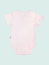 Nino Bambino 100% Organic Cotton Round Neck Short Sleeves Pink Color Slogan Bodysuit For Baby Girl