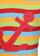 Nino Bambino 100% Organic Cotton Short Sleeve Lap Shoulder Anchor Applique Multi-Color Half Romper For Unisex Baby