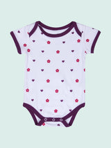 Nino Bambino 100% Organic Cotton Round Neck Half Sleeve Flroal Print Bodysuit For Baby Girl
