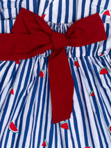 Nino Bambino 100% Organic Cotton White & Blue Striped Sleeveless Dress For Baby & Kid Girls