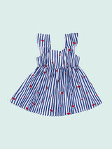 Nino Bambino 100% Organic Cotton White & Blue Striped Sleeveless Dress For Baby & Kid Girls