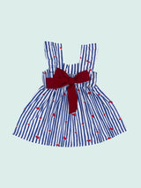 Nino Bambino 100% Organic Cotton White & Blue Striped Sleeveless Dress For Baby & Kid Girls