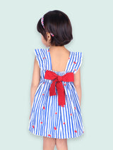 Nino Bambino 100% Organic Cotton White & Blue Striped Sleeveless Dress For Baby & Kid Girls
