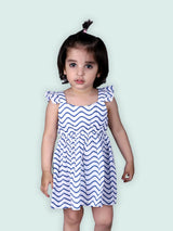 Nino Bambino 100% Organic Cotton Blue Horizontal Striped Sleeveless Dress For Baby & Kid Girls