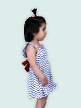Nino Bambino 100% Organic Cotton Blue Horizontal Striped Sleeveless Dress For Baby & Kid Girls