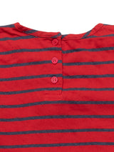 100% Organic Cotton Full Sleeve Round Neck Strip Dress for Baby Girls