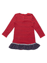 100% Organic Cotton Full Sleeve Round Neck Strip Dress for Baby Girls