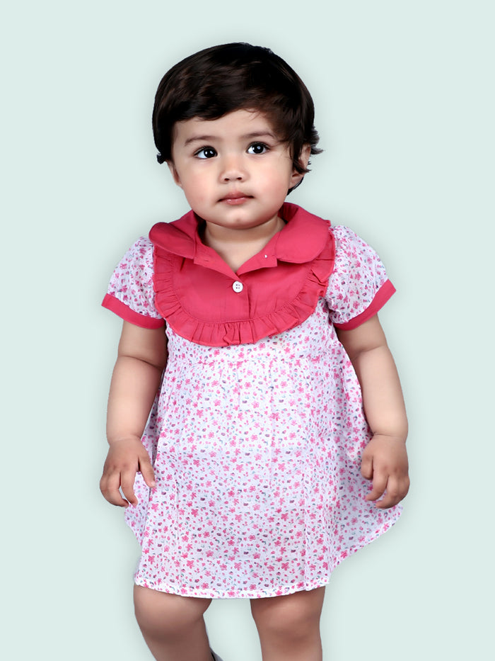 Nino Bambino 100% Organic Cotton Floral Print Mini/Short Apron Dress For Baby Girls