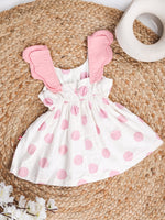 Nino Bambino 100% Organic Cotton White & Pink Butterfly Wings Dress For Baby Girls