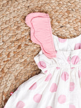 Nino Bambino 100% Organic Cotton White & Pink Butterfly Wings Dress For Baby Girls