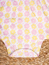 Nino Bambino 100% Organic Cotton Floral Print Capsleeve Onesie Dress For Baby Girls