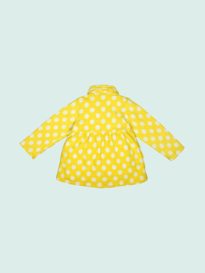Nino Bambino Anti-Pill Polyester Recycled Polar Fleece Long Sleeve Yellow Color Winter Waist Coat For Baby Girls