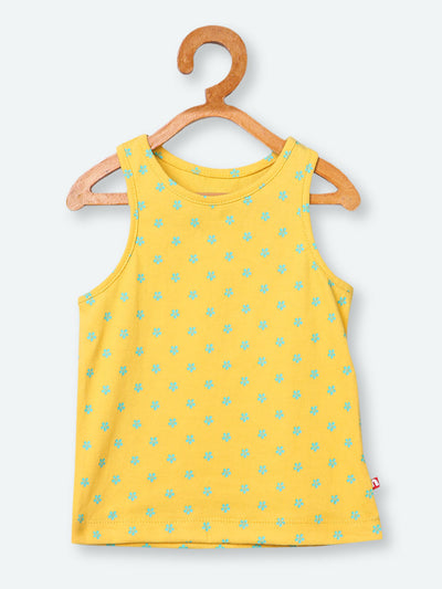 Nino Bambino 100% Organic Cotton Sleeveless Yellow Color Tank Top & Solid Skirt For Baby Girl