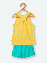 Nino Bambino 100% Organic Cotton Sleeveless Yellow Color Tank Top & Solid Skirt For Baby Girl