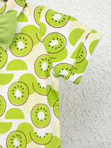 Nino Bambino 100% Organic Cotton Short Sleeve Kiwi Print Half Romper With Bow For Baby Boy